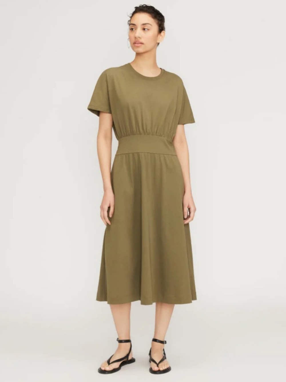 Everlane organic cotton dress in olive green